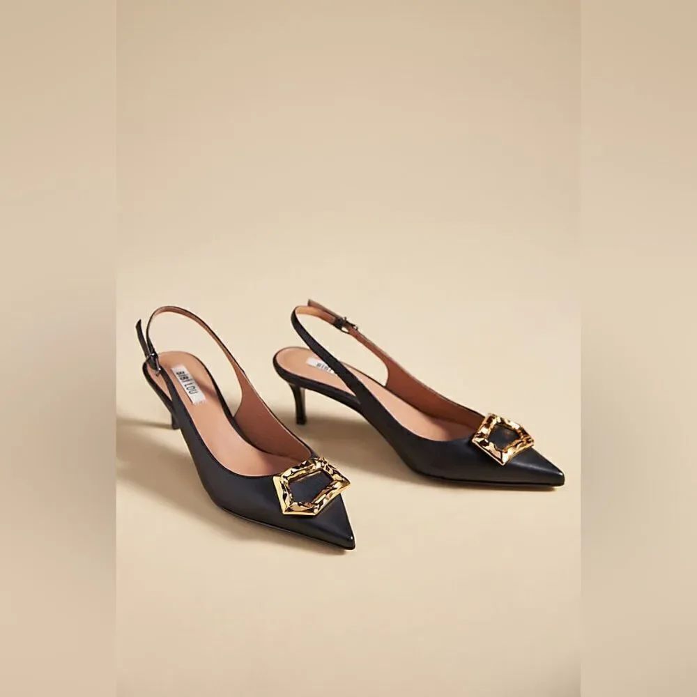 ANTHROPOLOGIE BIBI LOU BARR HEELS BLACK